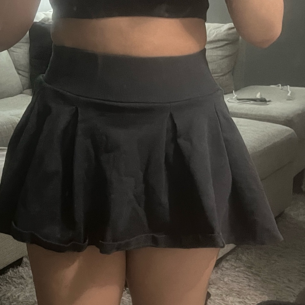 Stylish Black Flared Mini Skirt
